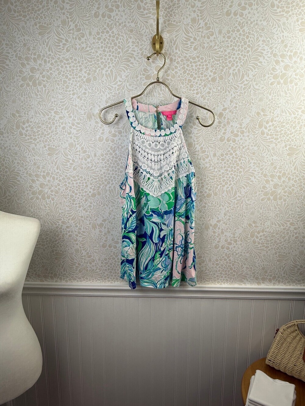 Lilly Pulitzer Multicolor Crochet-Front Camisole — Blue, Green, Pink, White